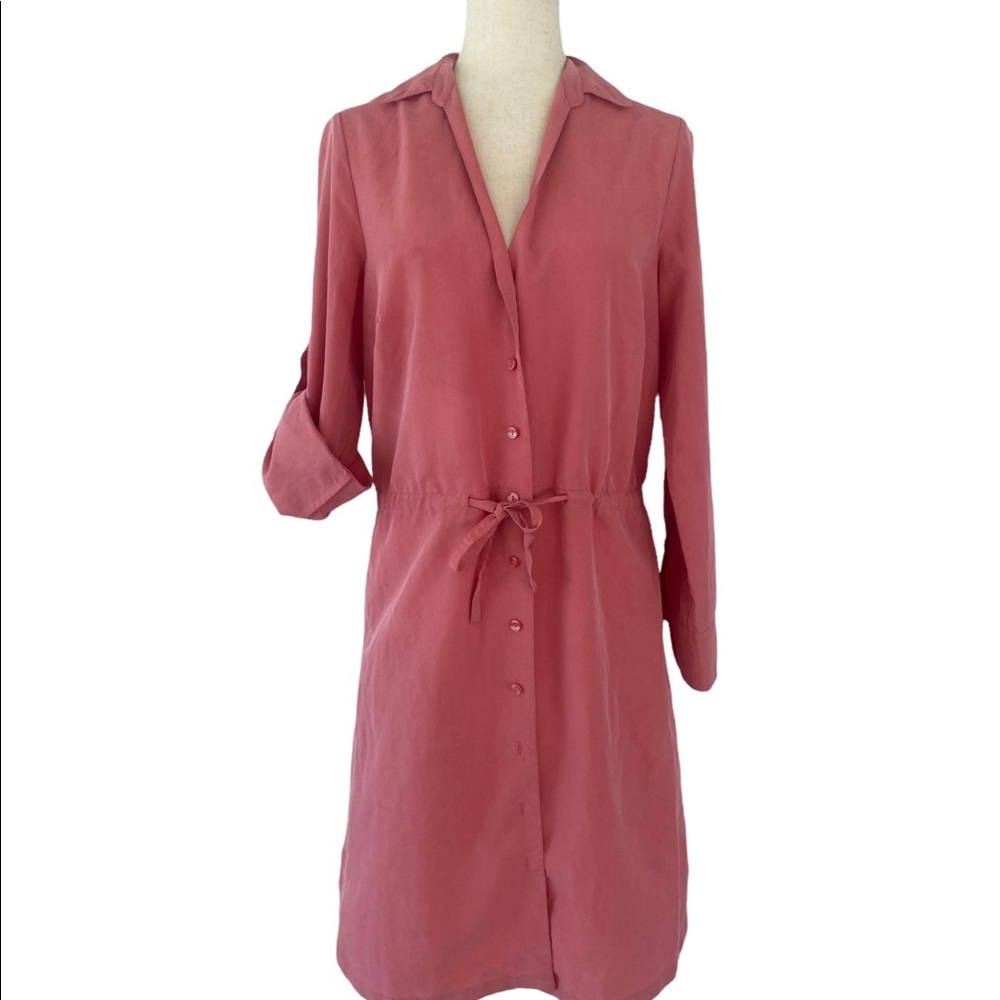 Soft Surroundings coral pink collared shirt dress